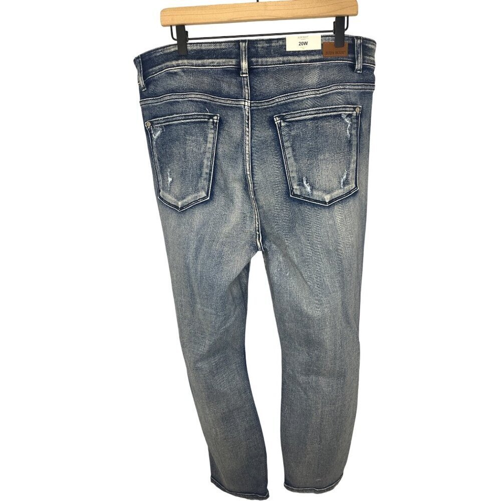Judy Blue High Waist Boyfriend Fit Jeans NEW Size 20W Distressed Stone Wash - Picture 4 of 9